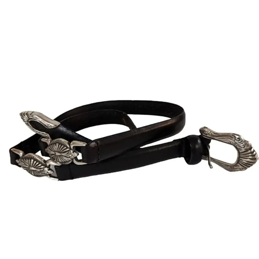 Genuine leather belt silver decoration Size Large Cowgirl Western Boho Style